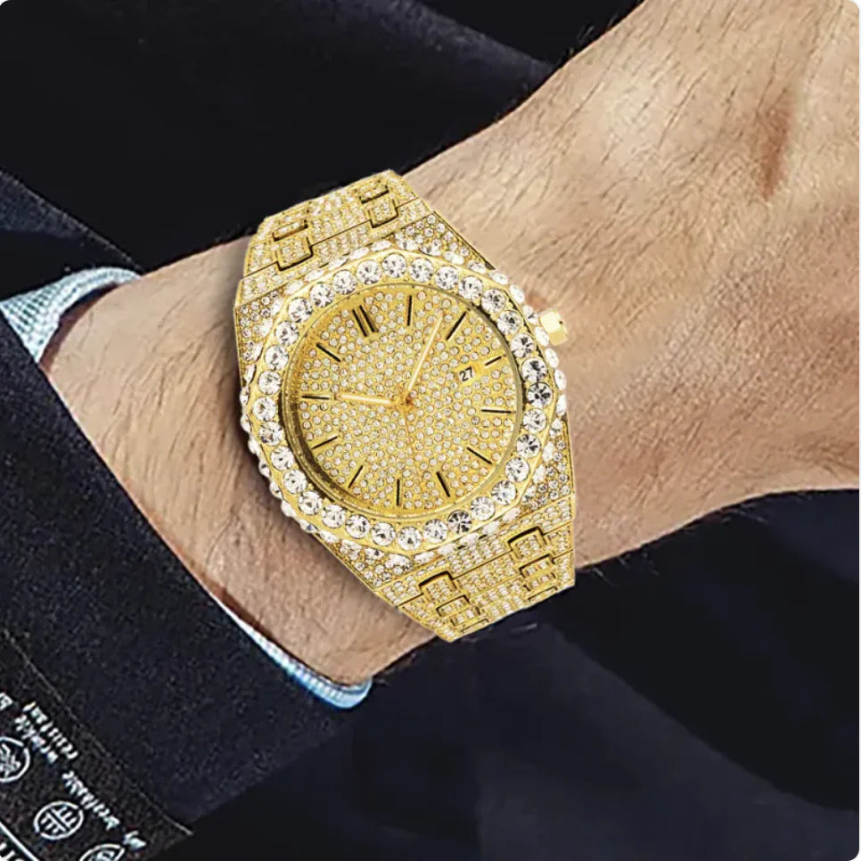 Reloj de Cuarzo para Hombre con Diamantes Estrellados