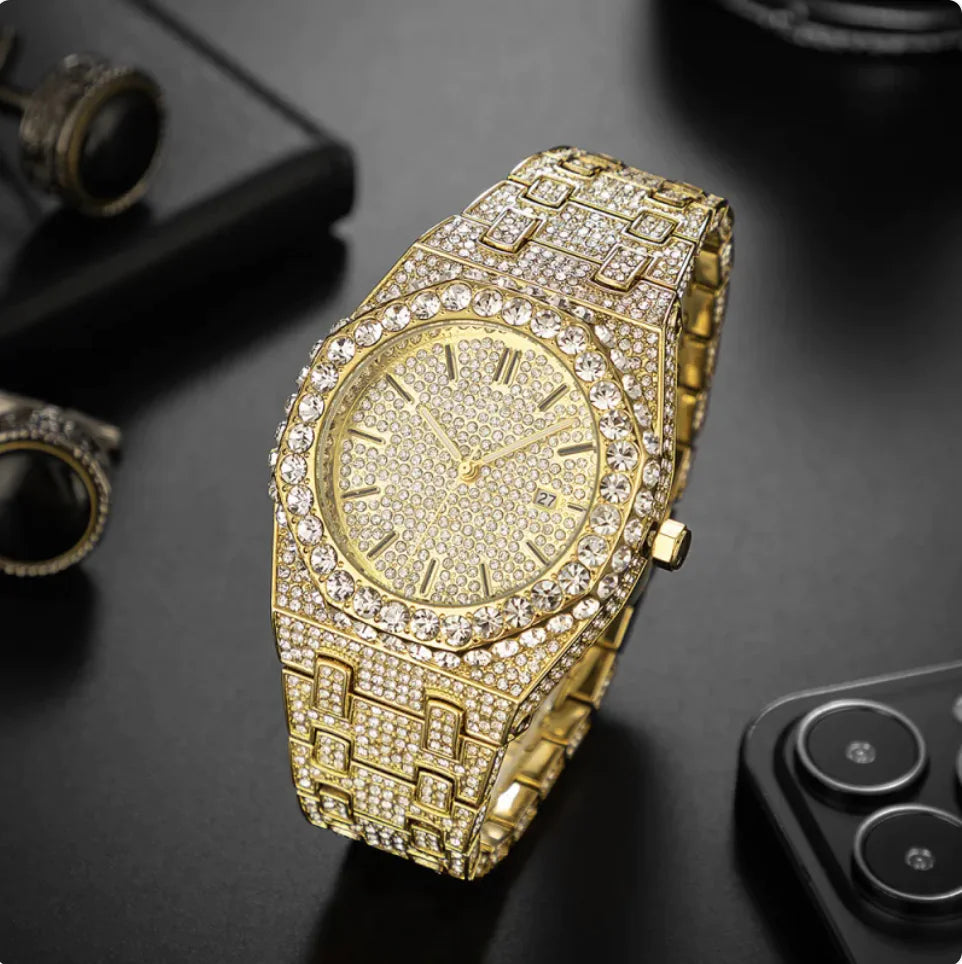 Reloj de Cuarzo para Hombre con Diamantes Estrellados