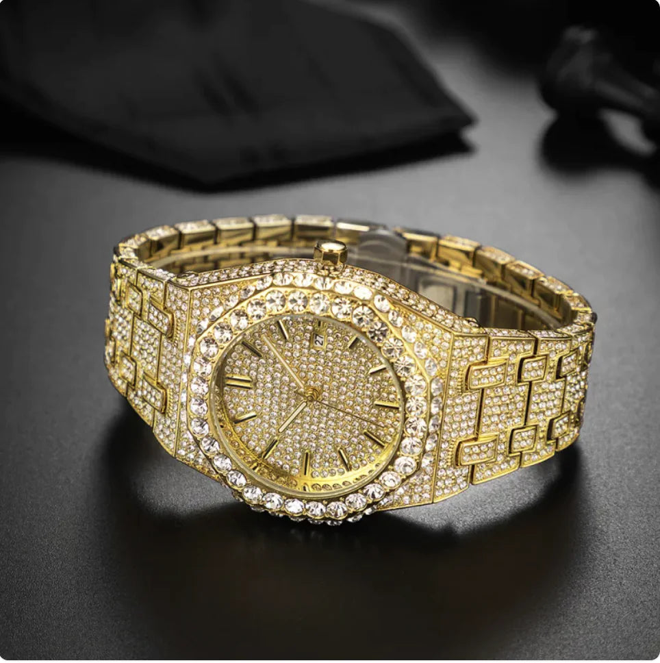 Reloj de Cuarzo para Hombre con Diamantes Estrellados