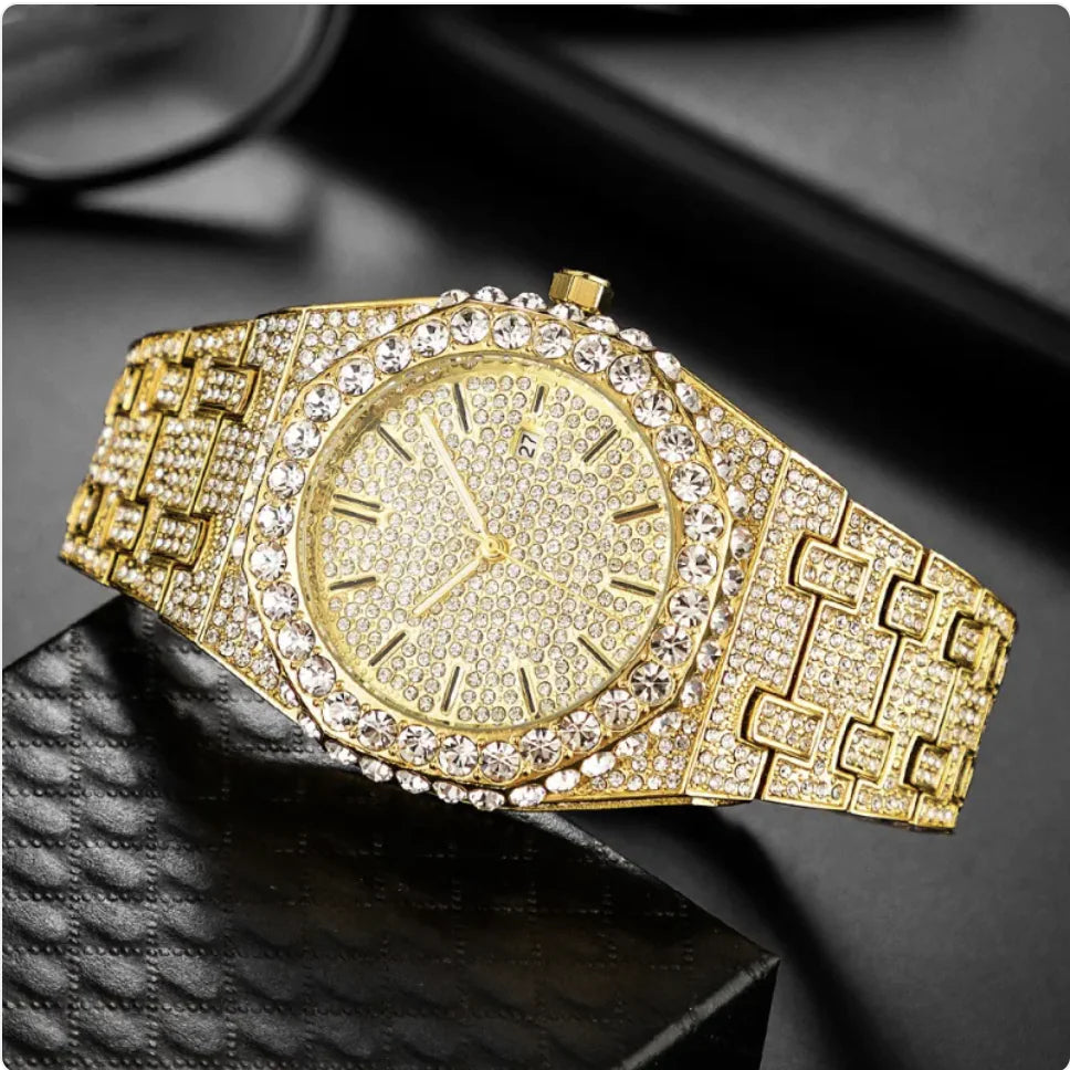 Reloj de Cuarzo para Hombre con Diamantes Estrellados