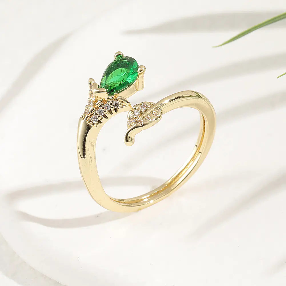 Elegant Copper Gold Zircon Ring
